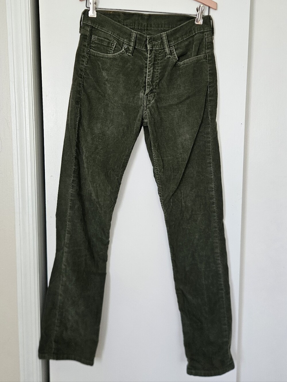 Levi's 514 Mens Corduroy Pants 29 x 31 Straight Fit Army Green Grunge Preppy